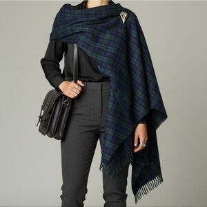 Oversized Plaid Green and Navy Scarf